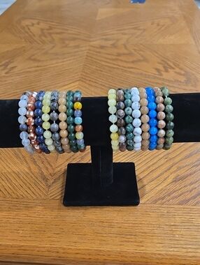 Beaded Gemstone Multi-Color Beaded Stretch Set Of 16